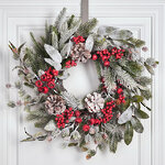 Венок Belfort заснеженный 30 см с шишками и ягодами, ЛИТАЯ 100%