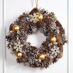 Венок из шишек Золотая Метель 34 см