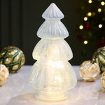 Новогодний светильник Елочка Shiny 28 см белая, 10 теплых белых LED ламп, на батарейках