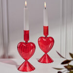 Стеклянный подсвечник Cuore Cristallo - Red Flame 20 см