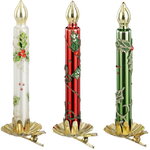 Елочные игрушки Свечи - Christmas Holly 14 см, 3 шт, клипса