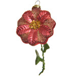 Стеклянная елочная игрушка Цветок - Королевская Пуансеттия 13 см, подвеска
