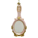 Стеклянная елочная игрушка Зеркало Мэрилин 15 см розовое, подвеска