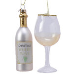 Набор стеклянных елочных игрушек Christmas Eve: Белое вино 14 см, 2 шт, подвеска