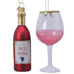 Набор стеклянных елочных игрушек Christmas Eve: Красное вино 14 см, 2 шт, подвеска