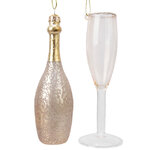 Набор стеклянных елочных игрушек Шампанское Celebration Bubbles 14 см, 2 шт, подвеска