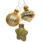 Стеклянная елочная игрушка Гроздь Фейри 12 см, золотая