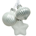 Стеклянная елочная игрушка Гроздь Фейри 12 см, белая