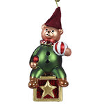 Стеклянная елочная игрушка Мишка - Retro Christmas 17 см, подвеска