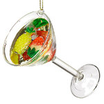 Стеклянная елочная игрушка Бокал Мартини - Pineapple Sunrise 9 см