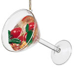 Стеклянная елочная игрушка Бокал Мартини - Cherry Sunrise 9 см
