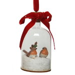 Стеклянная елочная игрушка с композицией Птичий Диалог - Christmas Garden 16 см, подвеска