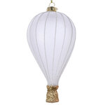 Стеклянная елочная игрушка Воздушный шар Флай белый 14 см, подвеска