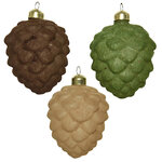 Набор стеклянных елочных игрушек Шишки Badolato - Marlon 10 см, 12 шт