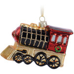 Стеклянная елочная игрушка Паровозик - Christmas Voyage 11 см, красный, подвеска
