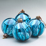 Набор стеклянных шаров Divorze Turchese 10 см, 4 шт