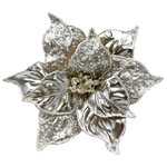 Искусственная пуансеттия Letizia 27 см серебряная, клипса