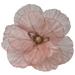 Искусственный цветок Магнолия Rosolini 27 см розовый, клипса