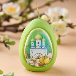 Пасхальная свеча Яйцо - Пасхальные сюжеты 7 см зеленая