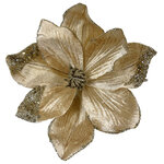 Искусственный цветок Магнолия Marinella 20 см шампань, клипса