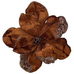 Искусственный цветок Магнолия Marinella 23 см махагон, клипса