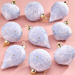 Набор стеклянных елочных игрушек Nerina - Blue Lace 8 см, 9 шт