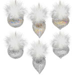 Набор стеклянных елочных игрушек Fluffy Feather 8 см, 9 шт