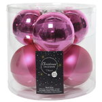 Набор стеклянных шаров 8 см розовая азалия mix, 6 шт