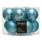 Набор стеклянных шаров 6 см голубая карамель mix, 10 шт