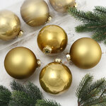 Набор стеклянных шаров 10 см горчичный mix, 4 шт