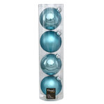 Набор стеклянных шаров 10 см голубая карамель mix, 4 шт