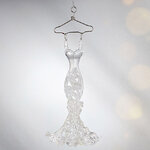 Елочная игрушка Вечернее Платье 12 см серебряное, подвеска