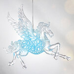 Елочная игрушка Пегас 13 см серебряный с бирюзой, подвеска