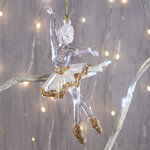 Елочное украшение Балерина-Прелестница-1 15 см белый с золотым, подвеска
