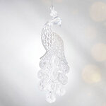 Елочная игрушка Павлин с драгоценным хвостом 12 см белый, подвеска