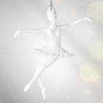 Елочная игрушка Балерина в белоснежном платье - в поклоне 13 см, подвеска