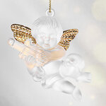 Елочная игрушка Ангелочек с Музыкальным Инструментом 6 см матово-золотой, подвеска