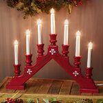 Рождественская горка Sara 43*38 см красная с орнаментом, 7 электрических свечей