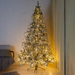 Искусственная елка с лампочками Россо Премиум заснеженная 180 см, 730 теплых белых ламп, ЛИТАЯ + ПВХ