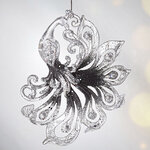 Елочная игрушка Павлин Роскошный 15 см черно-серебряный, подвеска