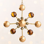 Елочная игрушка Снежинка - Парад Планет 13 см золотая с янтарем, подвеска