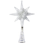Верхушка на елку Звезда Ажурная Рождественская 20 см серебряная
