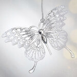 Елочная игрушка Бабочка Махаон 13 см прозрачно-серебряная, подвеска