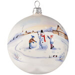 Стеклянный ёлочный шар Зимняя акварель - Снеговик 10 см