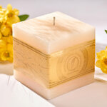 Свеча куб Бергамо Рустик 100 мм кремовая