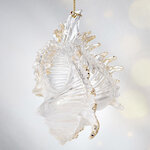 Елочная игрушка Ракушка Морское сокровище 10 см прозрачная с золотым, подвеска