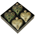 Набор стеклянных елочных игрушек Сердечки - Olive Wreath 9 см, 4 шт