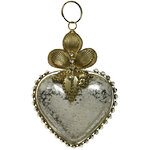 Стеклянная елочная игрушка Сердце Blason de Charny 10 см, кремовое, подвеска