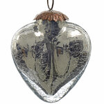 Стеклянная елочная игрушка Изящное сердечко 7.5 см серебряный, подвеска