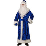 Карнавальный костюм для взрослых Дед Мороз, велюровый синий, 54-56 размер